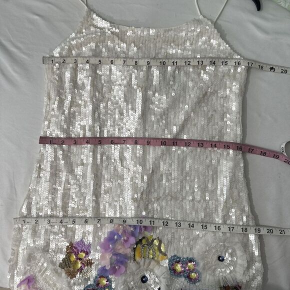 NEW Mac Duggal [ 4 ] Sequined Mixed Media Floral Embellished Mini Dress‎ S1068 - Picture 3 of 16